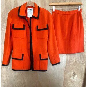 Chanel Orange Wool Skirt Suit Sz 38 - 1991 Spring/Summer Collection w/FLAW